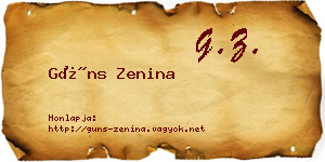 Güns Zenina névjegykártya